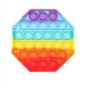 Fidget Toy Octagon Shape Stop Sign Push Pop Bubble Rainbow Silicone Sensory